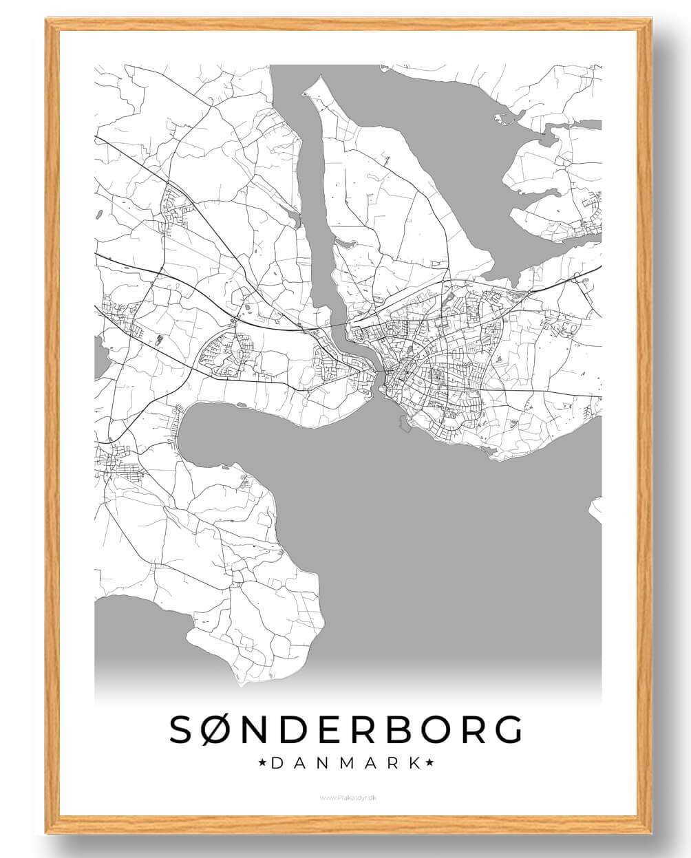 Sønderborg By Plakat – Hvid til Inspirerende Billedvæg