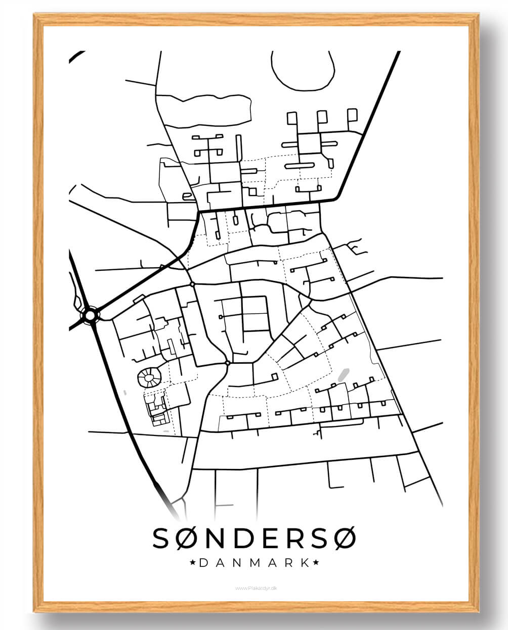 Søndersø By Plakat - Hvid til Dit Hjem