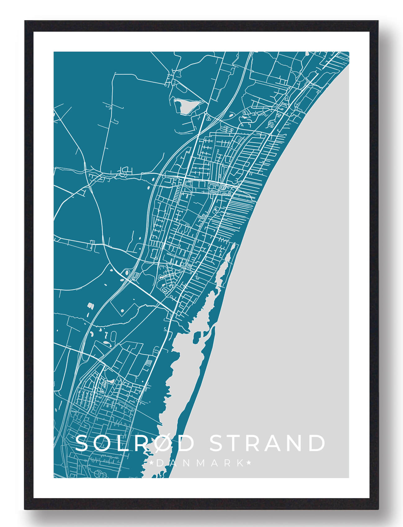 Solrød Strand Byplakat - Blå til dit hjem