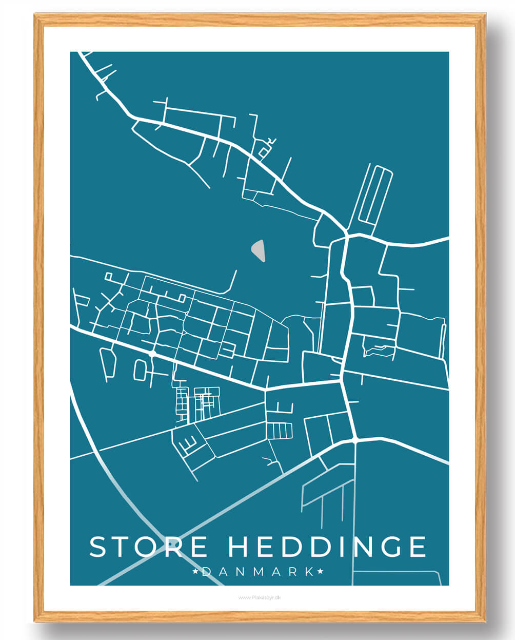 Store Heddinge By Plakat - Blå Design til Dit Hjem