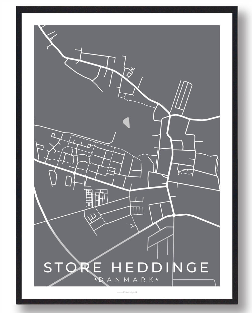 Store Heddinge By Plakat - Grå Design til Dit Hjem