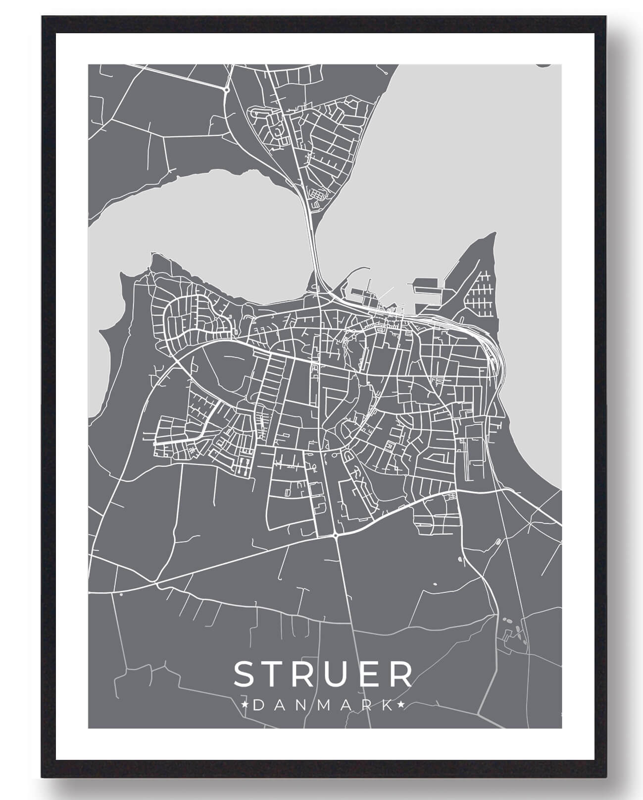 Struer By Plakat – Moderne Grå Vægkunst til Dit Hjem
