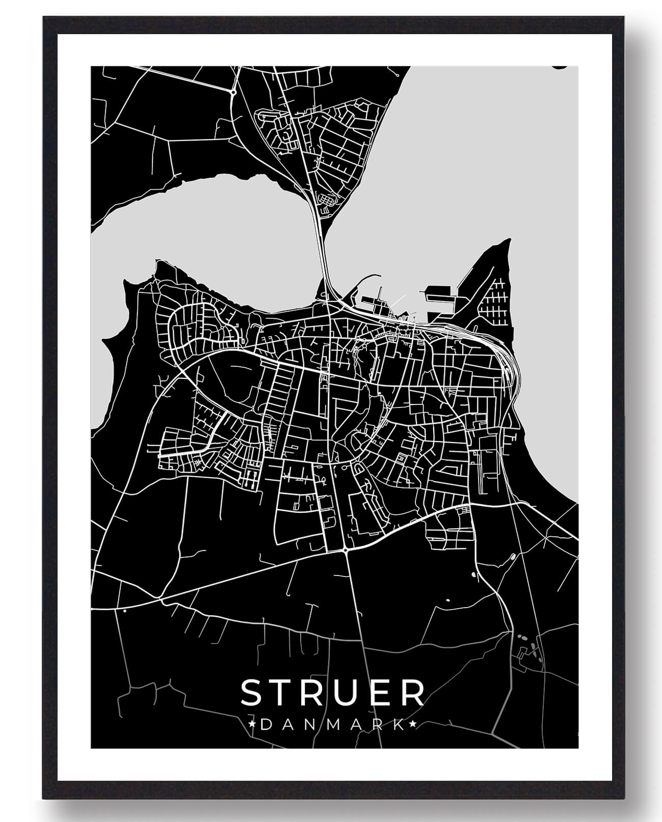 Struer By Plakat - Sort | Moderne Plakat til Dit Hjem