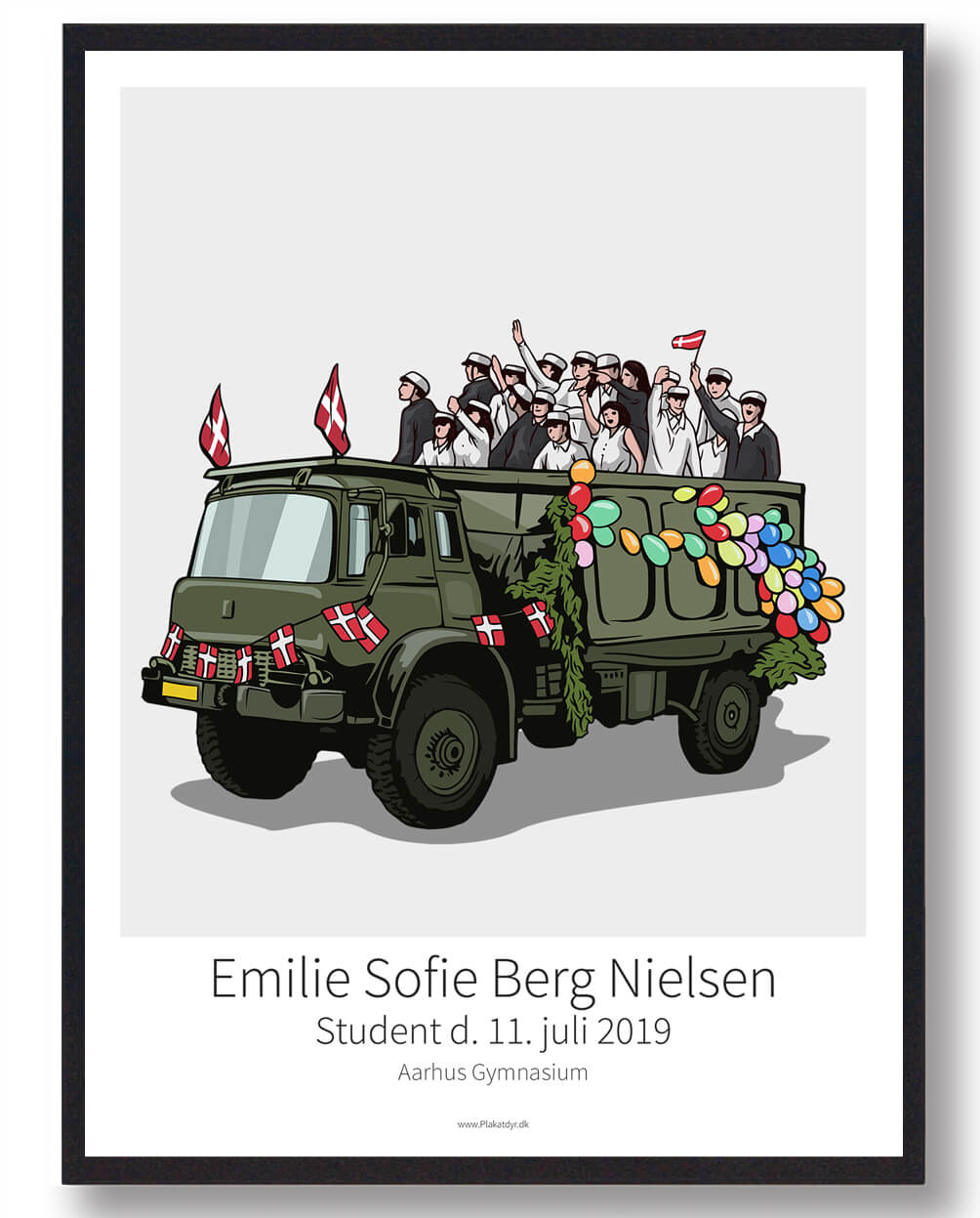 Studenterkørsel Plakat i Grå - Perfekt til den unge student