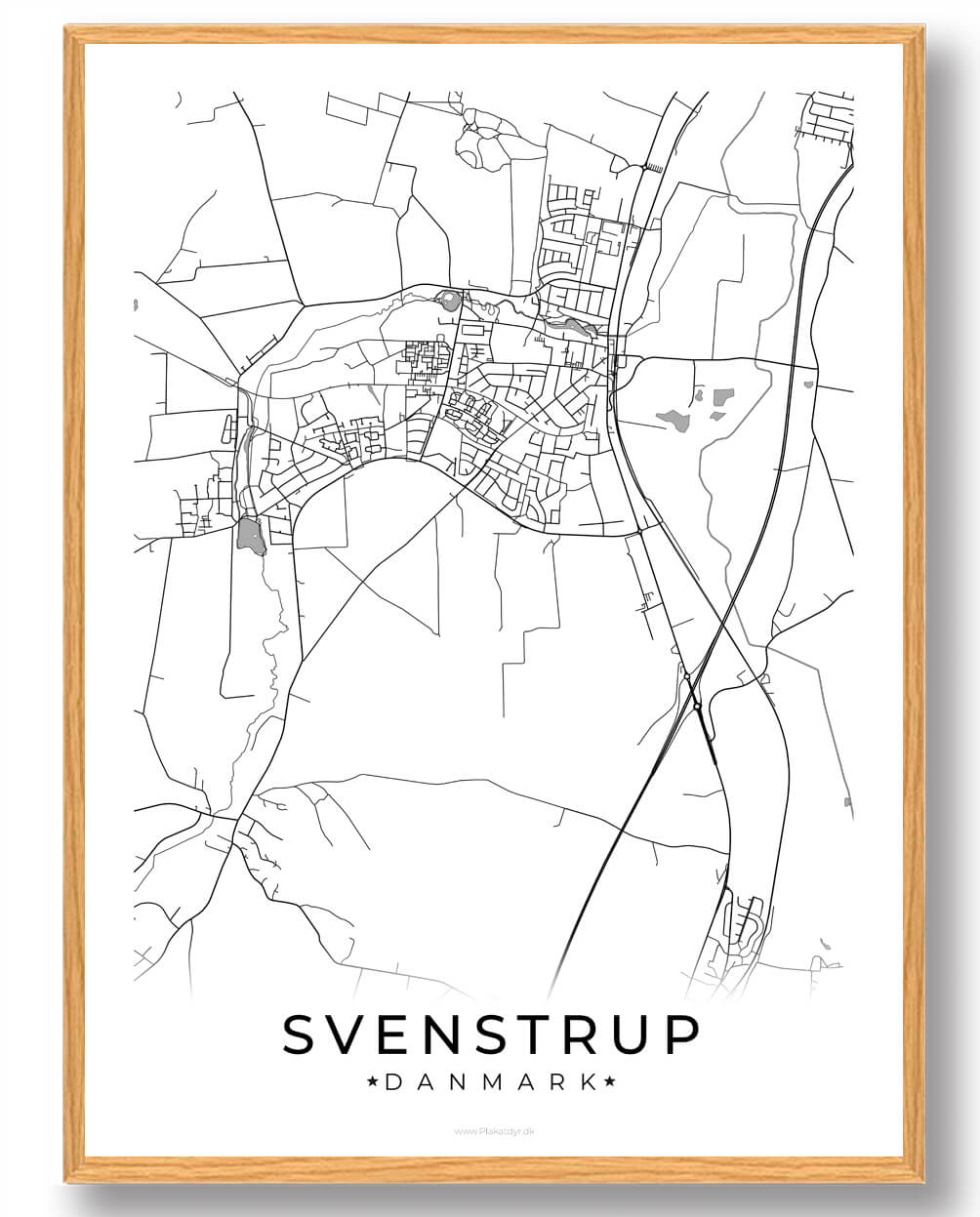 Svenstrup By Plakat - Hvid til Byens Elskere