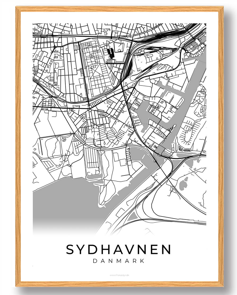 Sydhavnen Plakat - Hvid Kunst til Dit Hjem