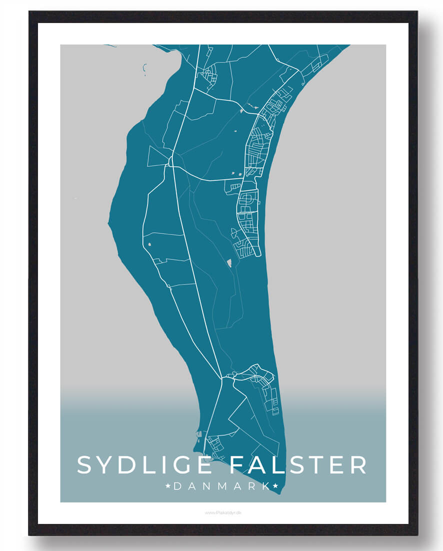 Sydlige Falster Plakat - Blå Kunst til Væggen
