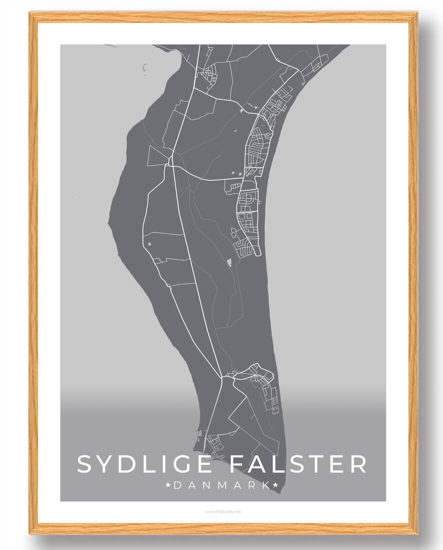 Sydlige Falster Plakat - Elegant Grå Design til Hjemmet