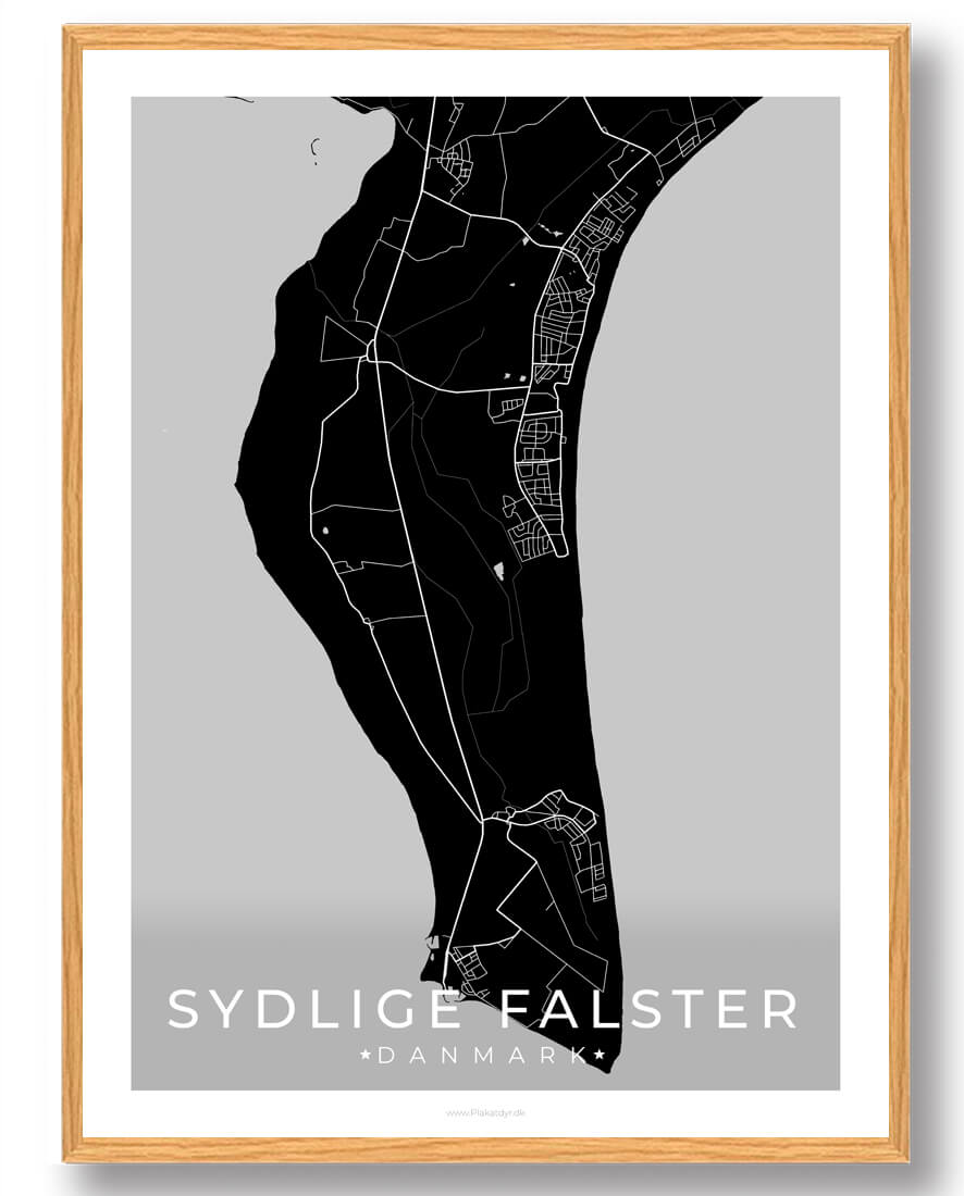 Sydlige Falster Plakat - Unik Sort Tilbud fra Plakatdyr.dk