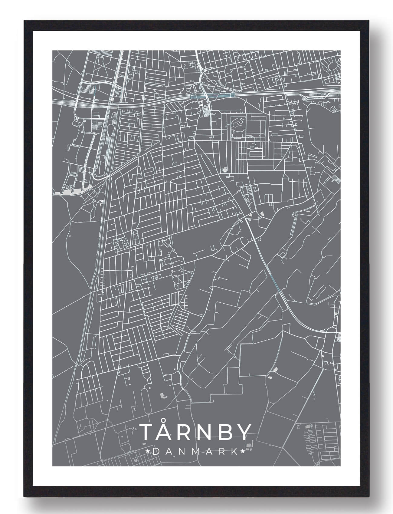 Tårnby By Plakat – Elegant Grå Design til Dit Hjem