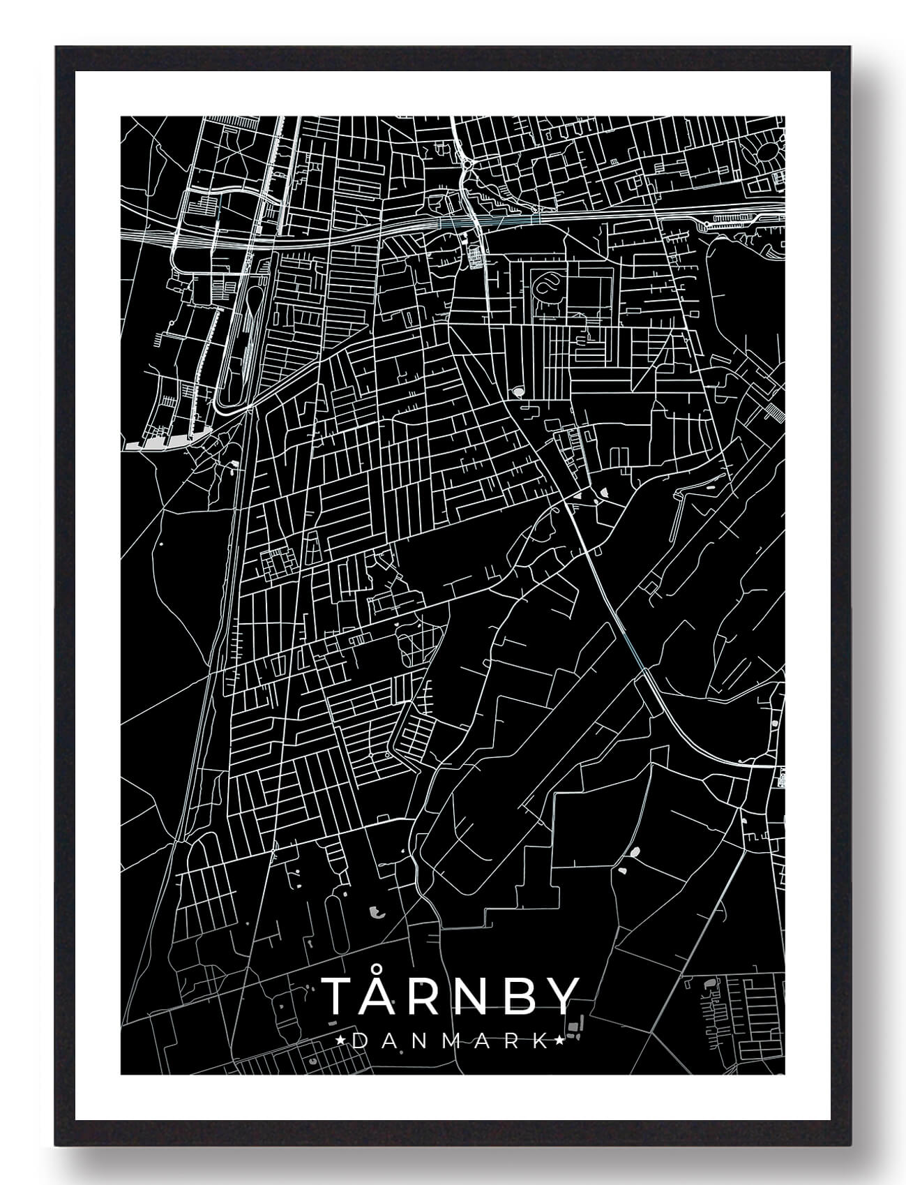 Tårnby By Plakat - Elegant Sort Design til Dit Hjem