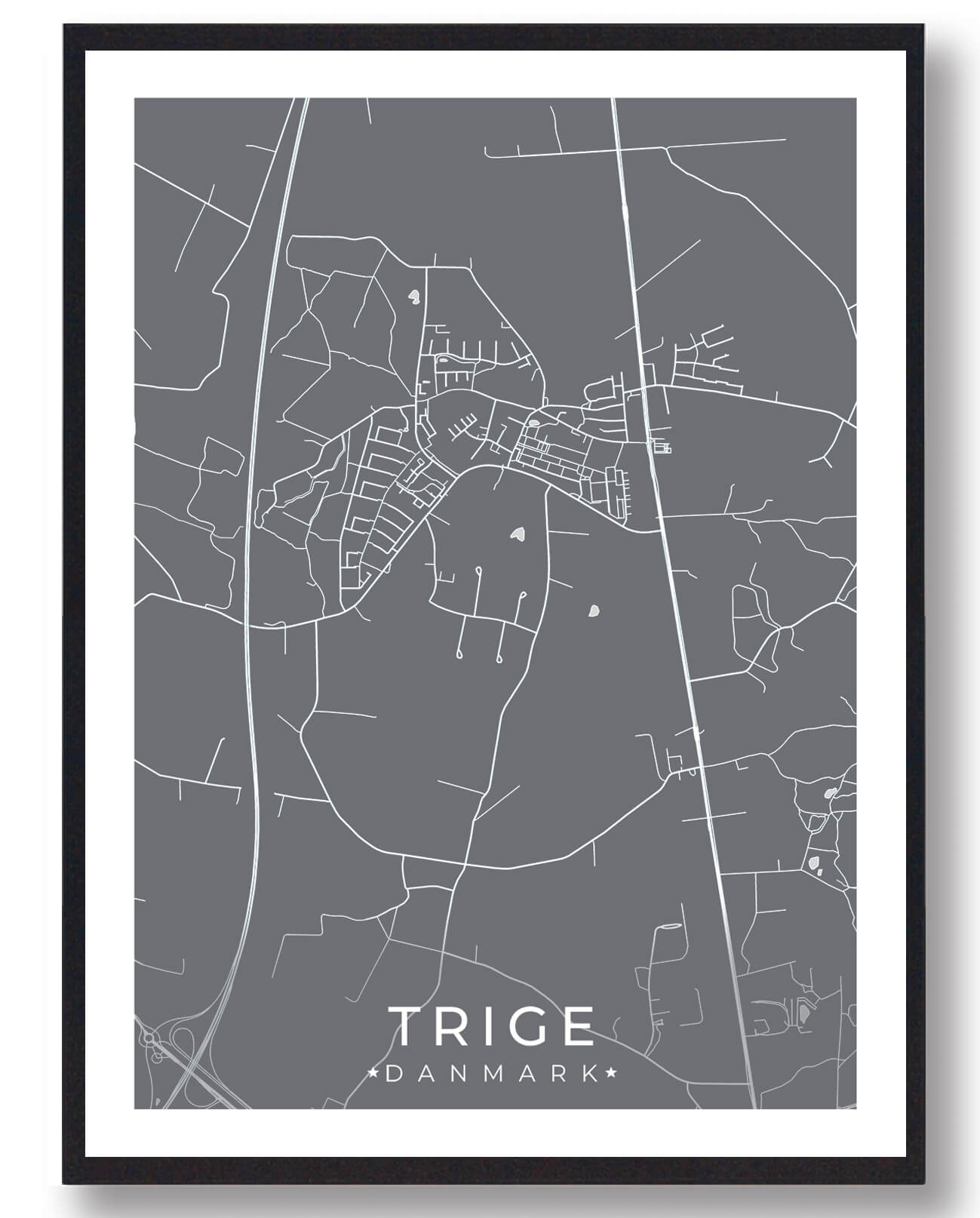 Trige By Plakat – Grå Dekoration til Dit Hjem