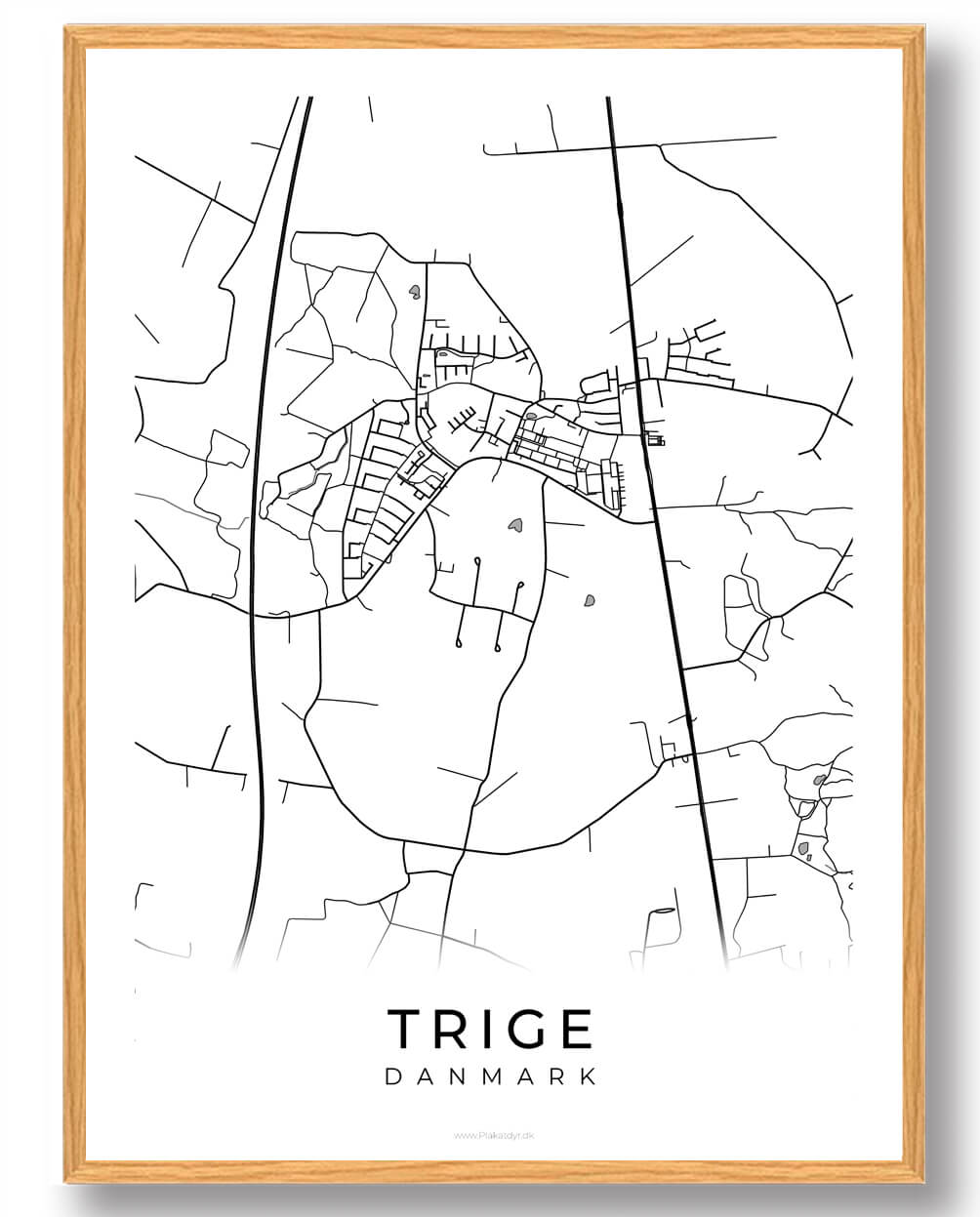 Trige By Plakat - Hvid Dekoration til Dit Hjem