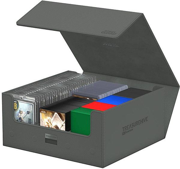 Ultimate Guard Treasurehive 90 Holder 90 35pt Magnetic Card Cases 370 Toploaders 990 Kort Monocolor Grey Gr 195 165