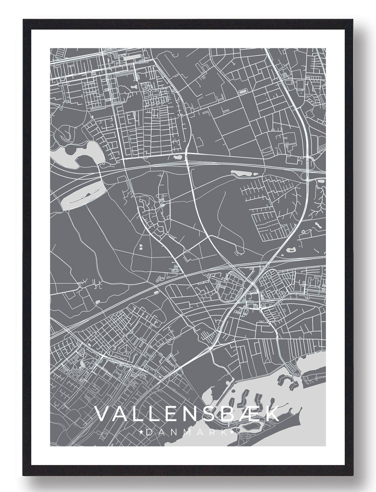 Vallensbæk Byplakat - Grå til God Pris!