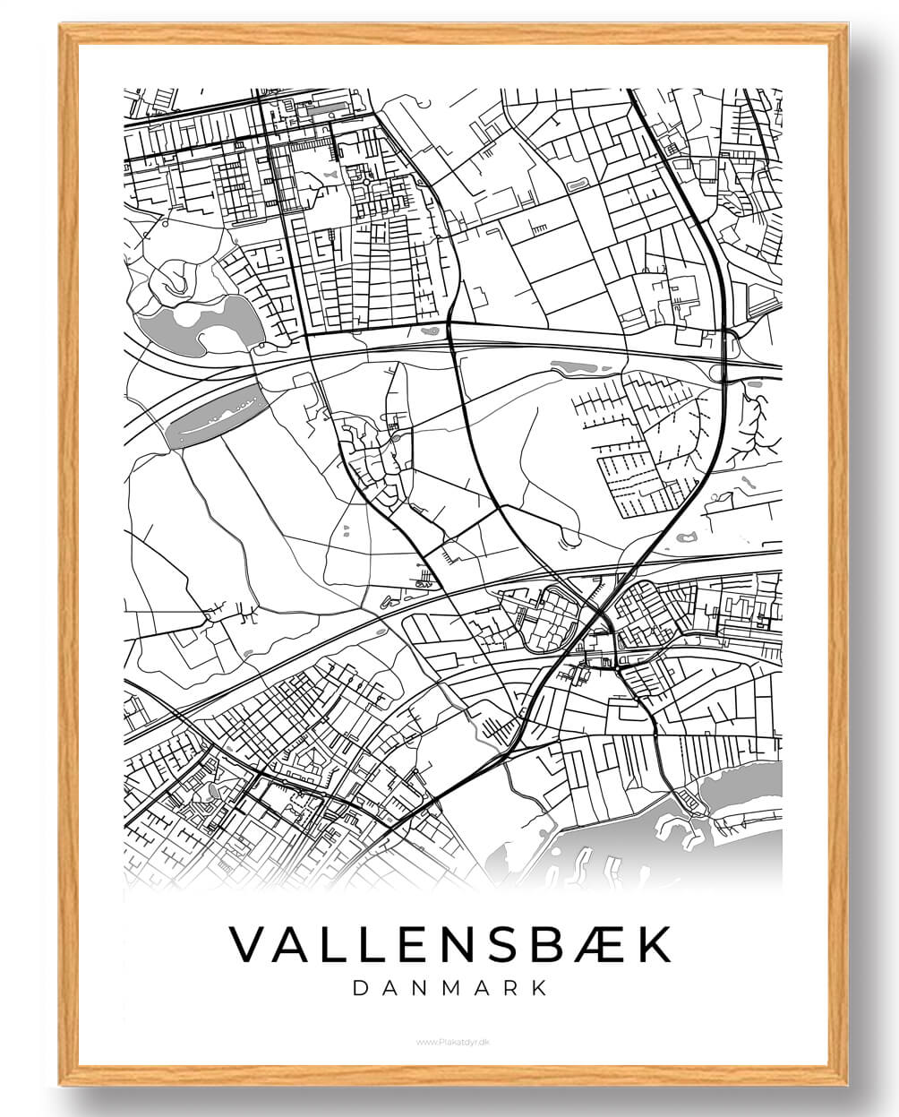 Vallensbæk Byplakat i Hvid - Populær Plakattilbud!