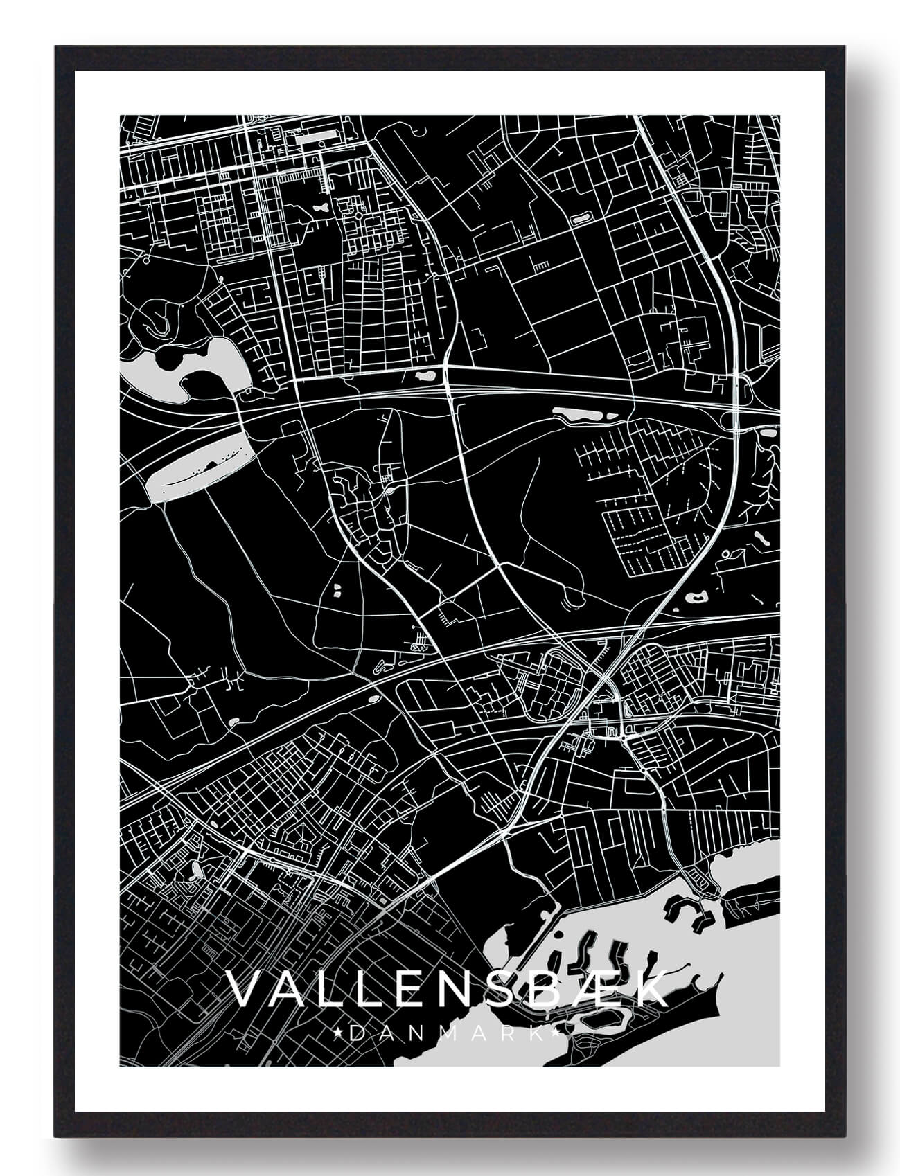 Vallensbæk Byplakat i Sort – Få den nu!