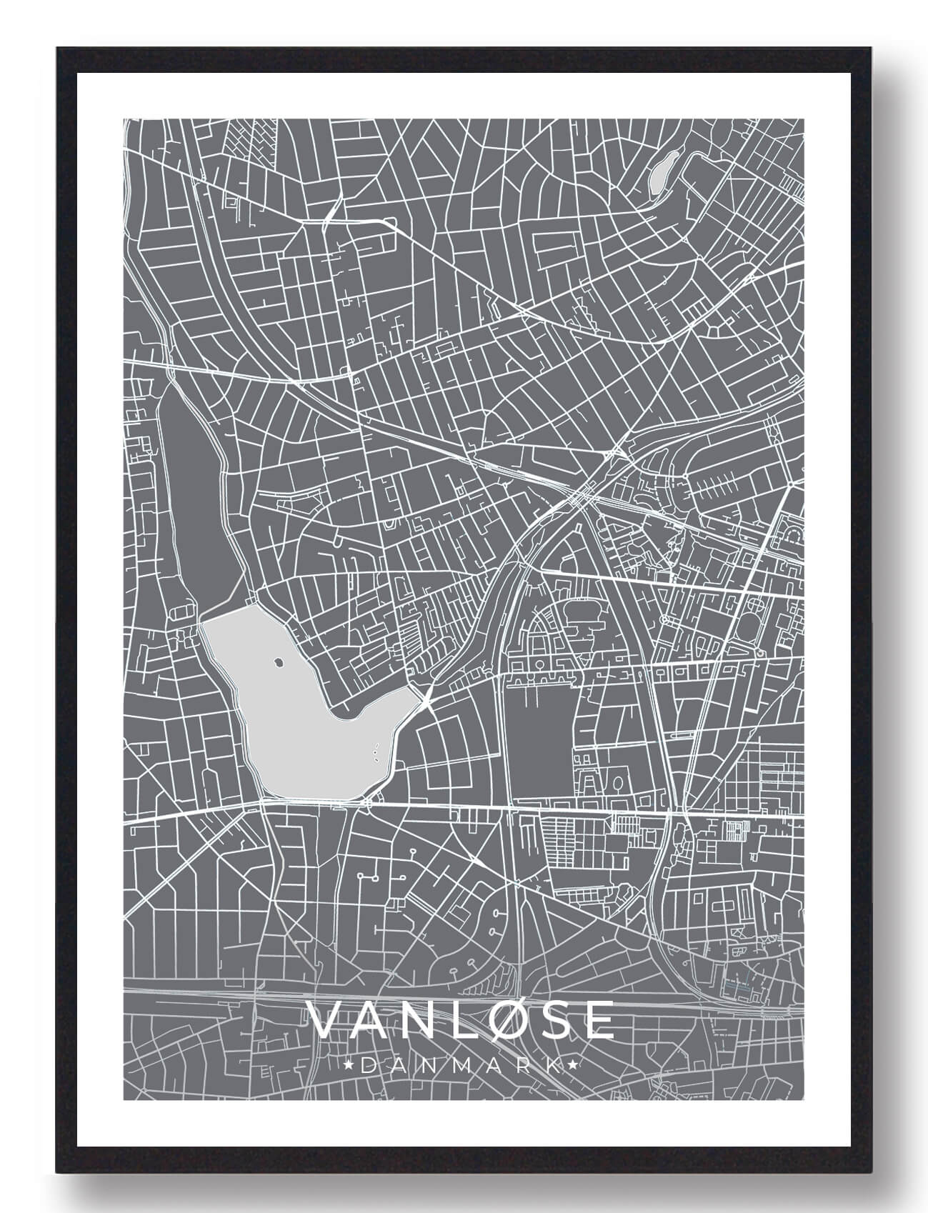 Vanløse By Plakat - Grå Design til Dit Hjem