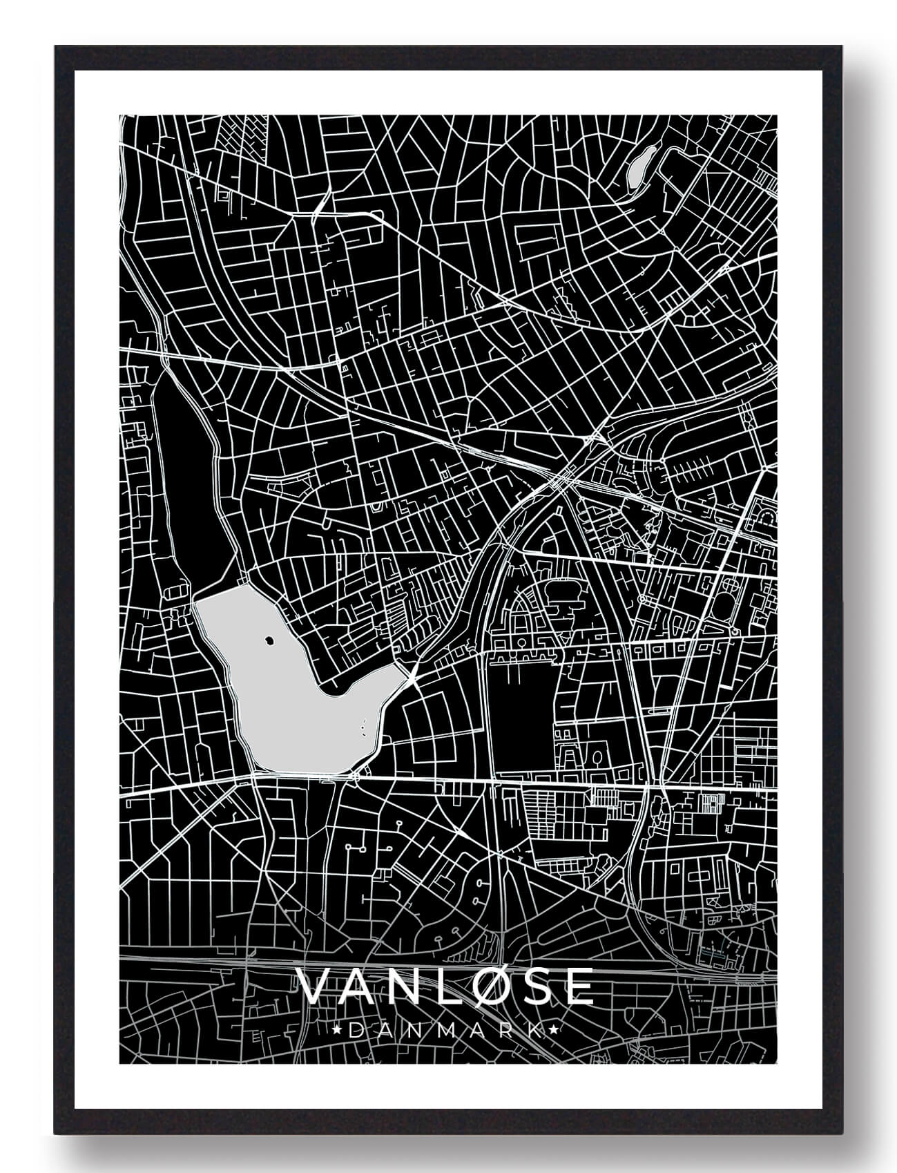 Vanløse Byplakat i Sort - Unik indretning til dit hjem