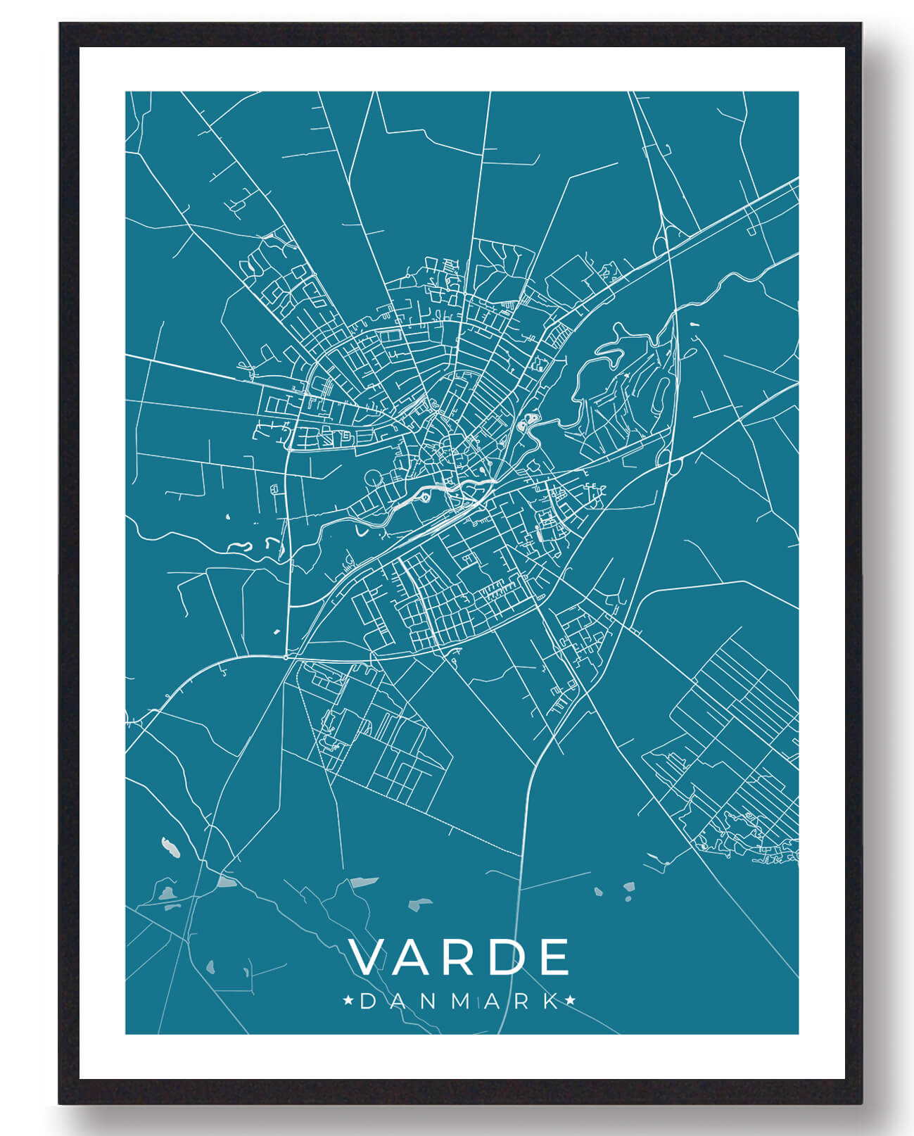 Varde By Plakat - Blå til særligt tilbud!