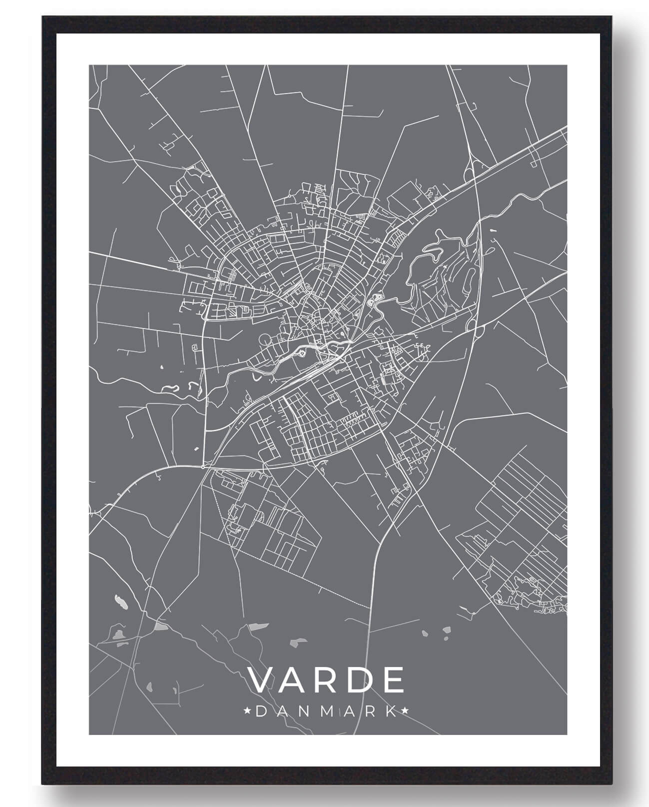 Varde By Plakat - Grå til salg hos Plakatdyr.dk