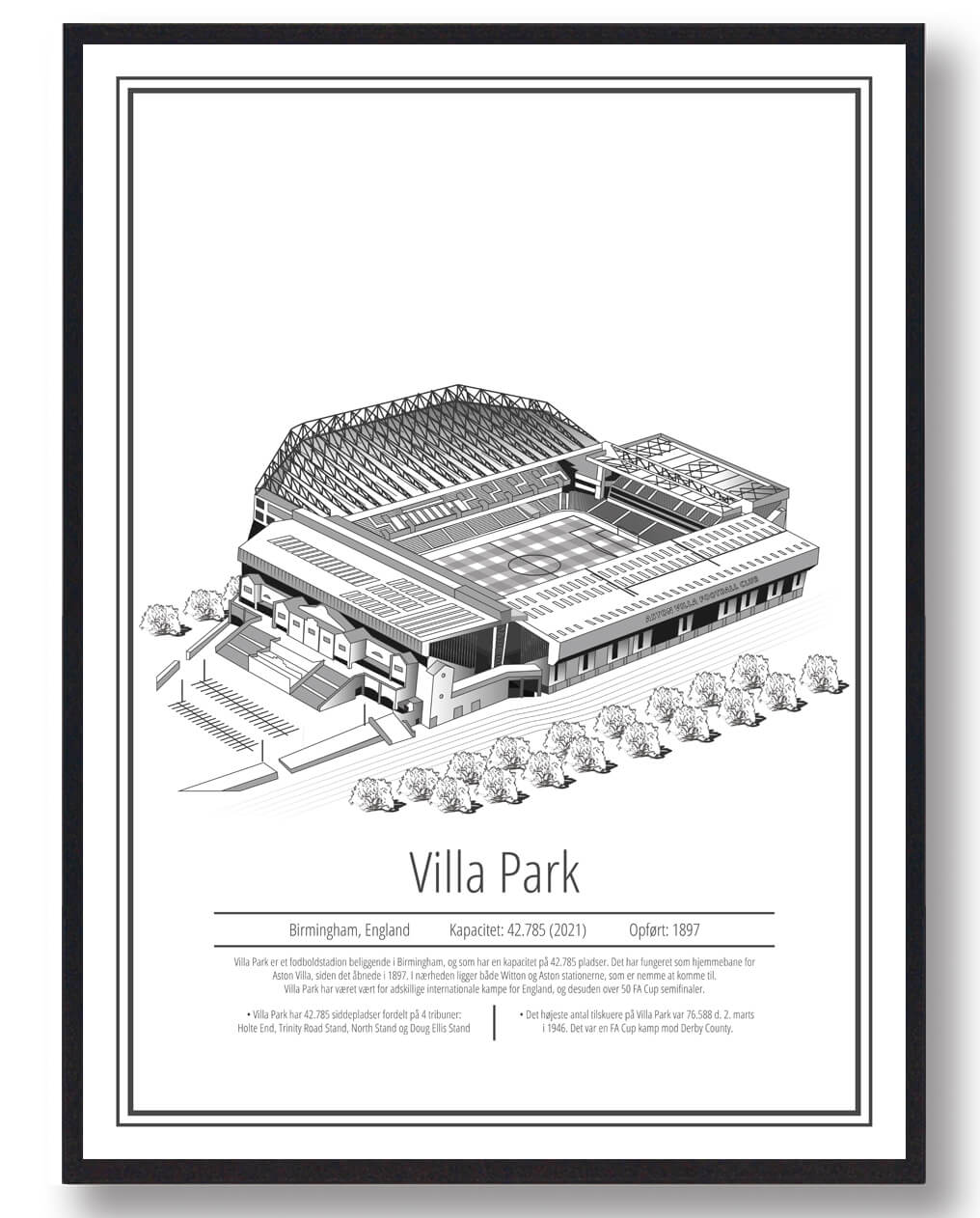 Villa Park Stadion Plakat - Aston Villa Fan Kunst
