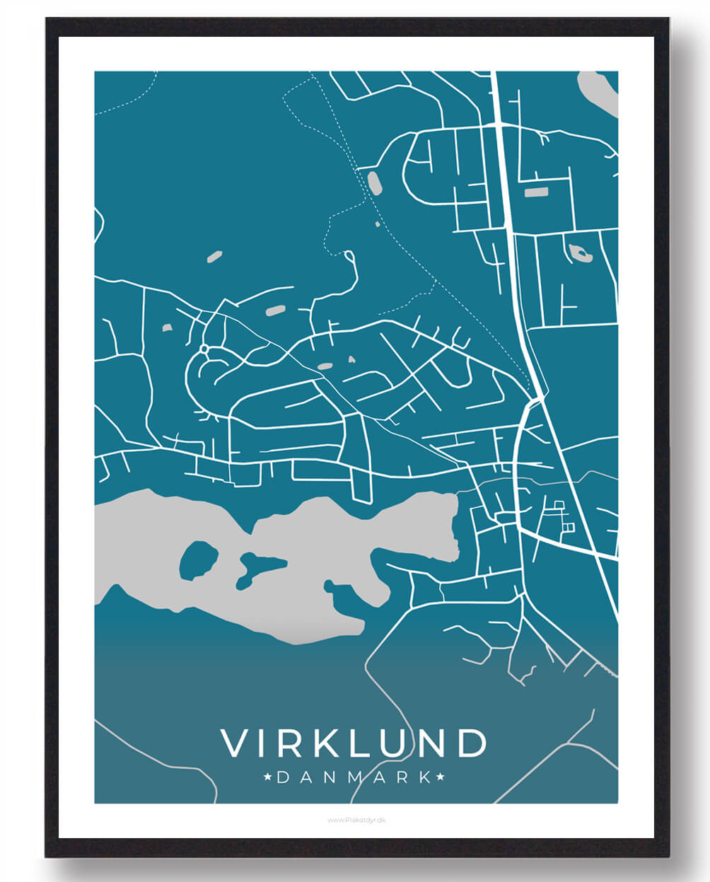 Virklund By Plakat - Blå til Fantastisk Pris!
