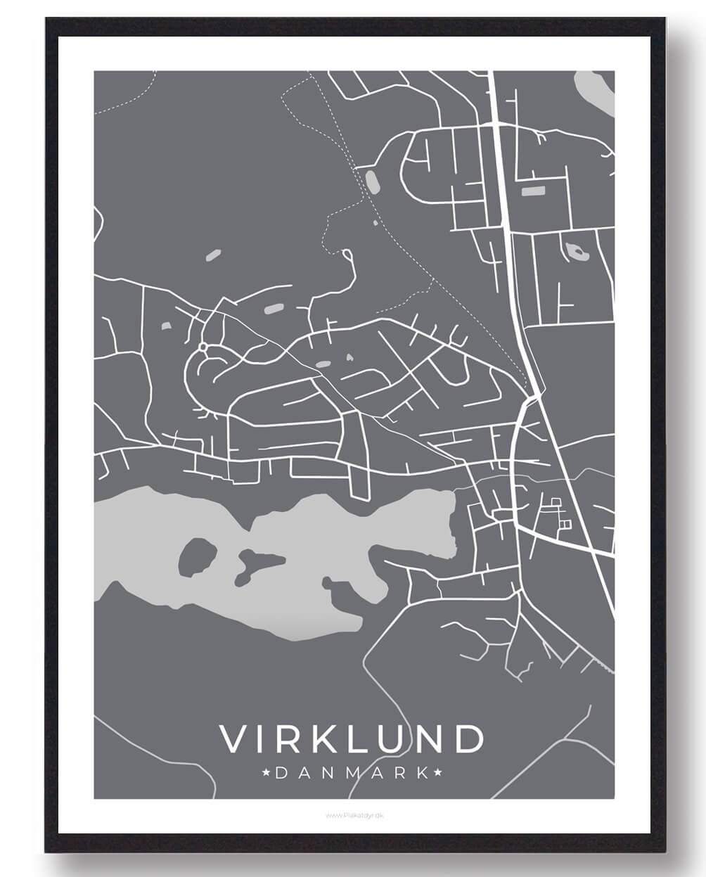 Virklund By Plakat - Grå til God Pris!