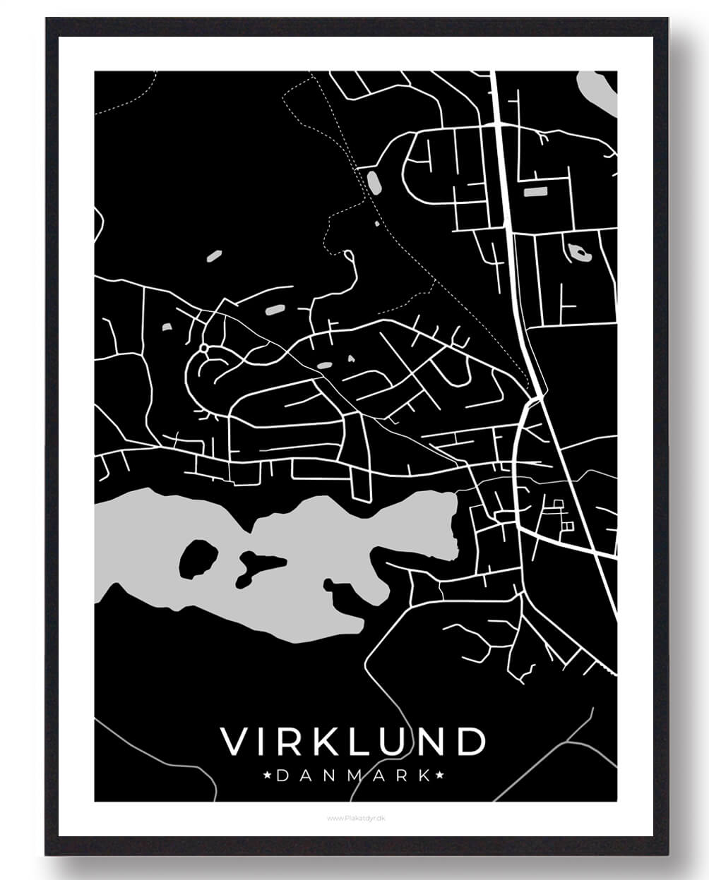 Virklund By Plakat - Sort Tilbud hos Plakatdyr.dk