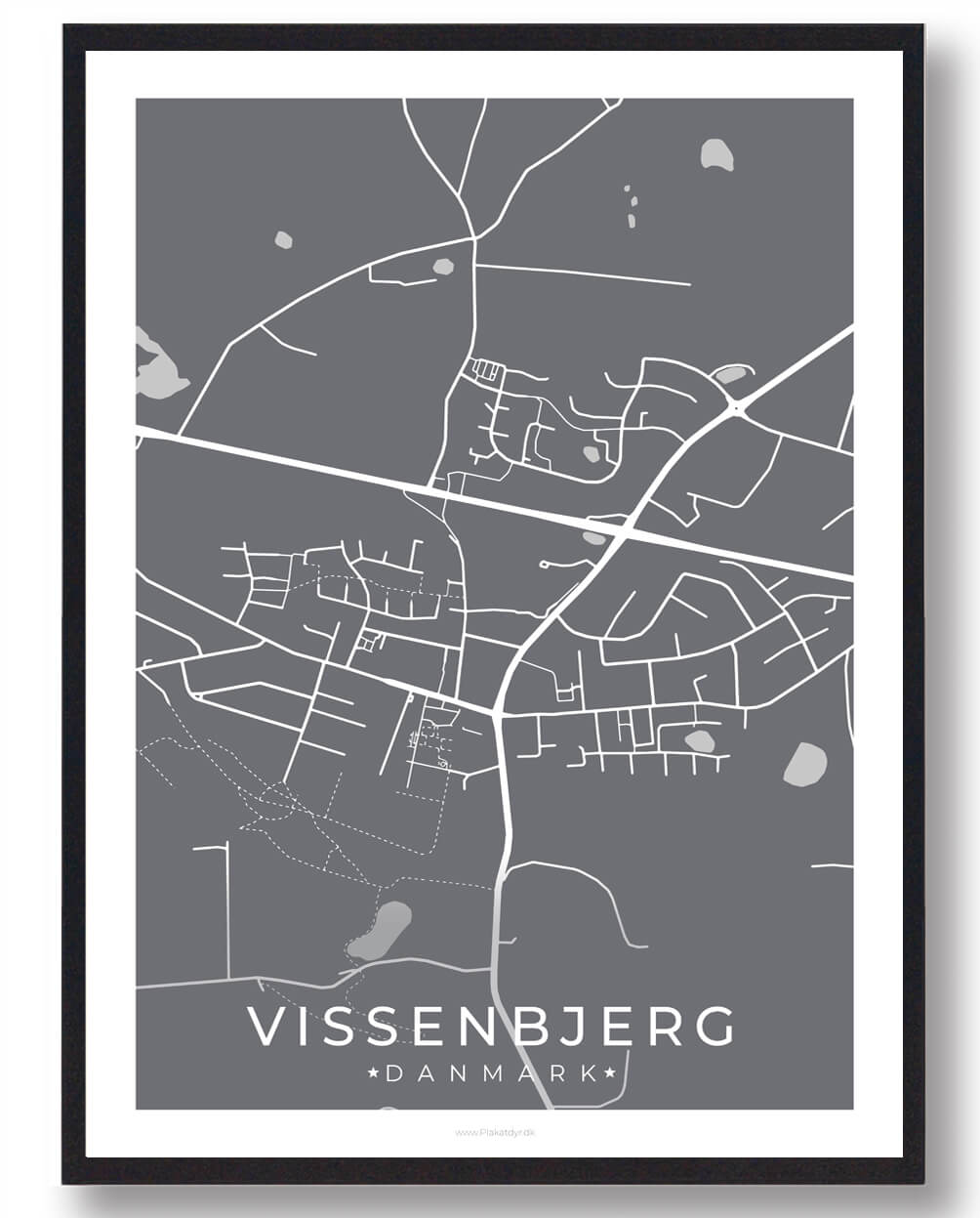 Vissenbjerg Plakat i Grå til Din Billedvæg