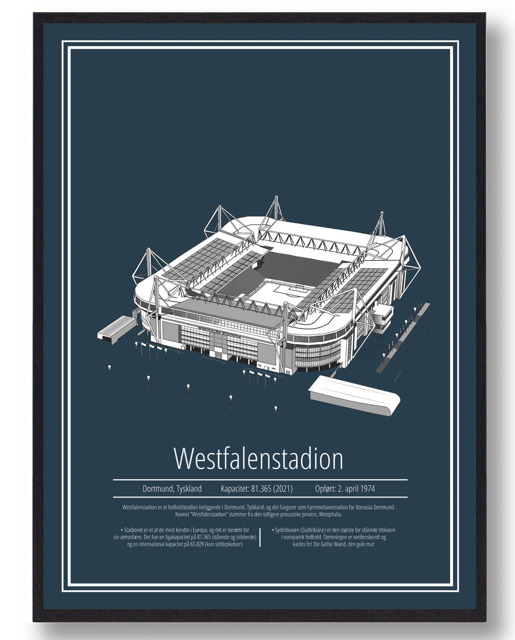 Westfalenstadion Dortmund Plakat til Vægdekoration