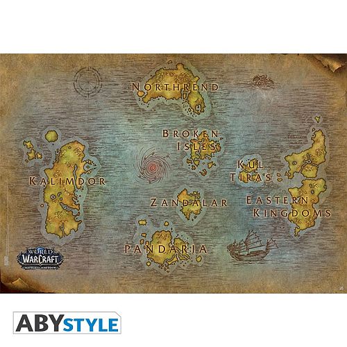 World Of Warcraft Azeroth Kort Plakat 91,5x61cm