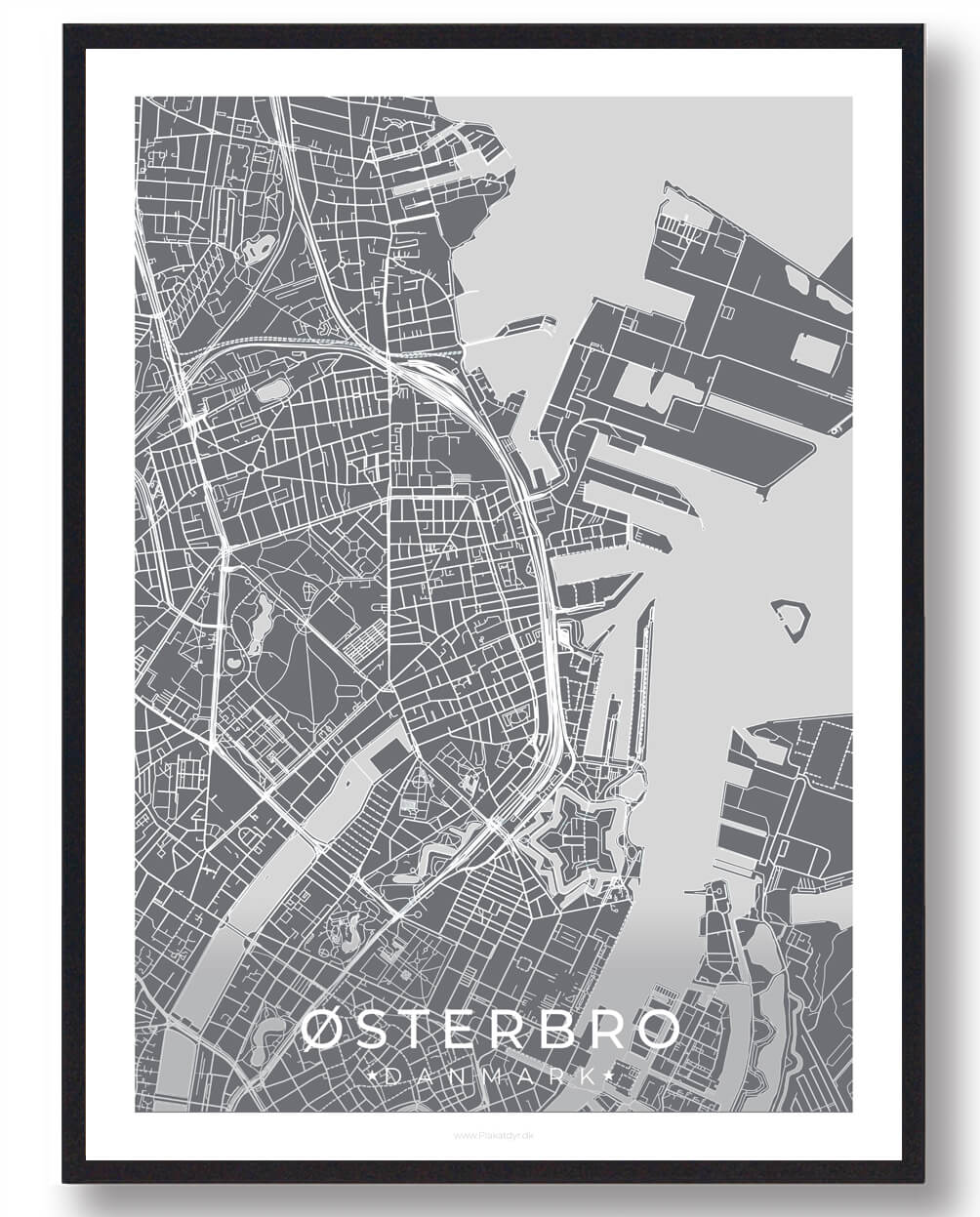 Østerbro Plakat - Grå til Dit Hjem