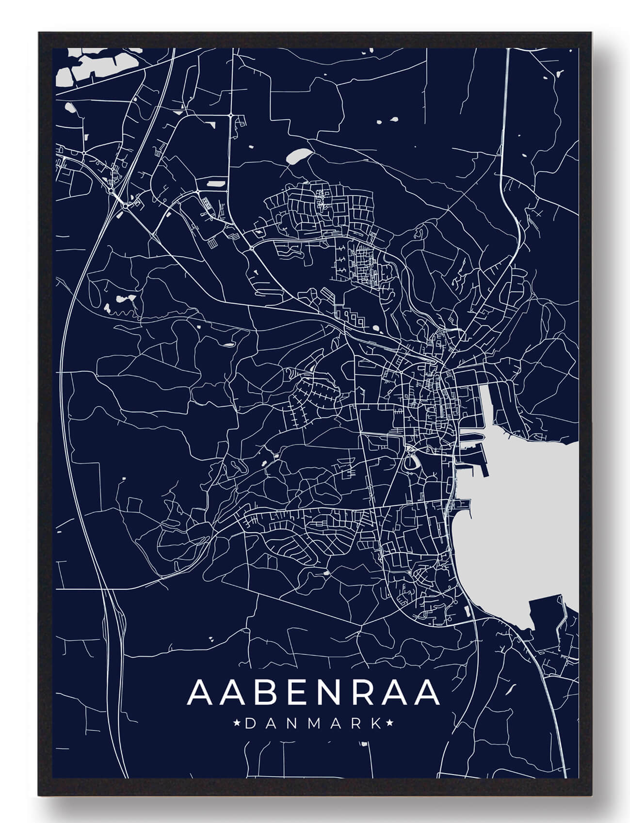 Aabenraa Plakat - Mørkeblå til din indretning!
