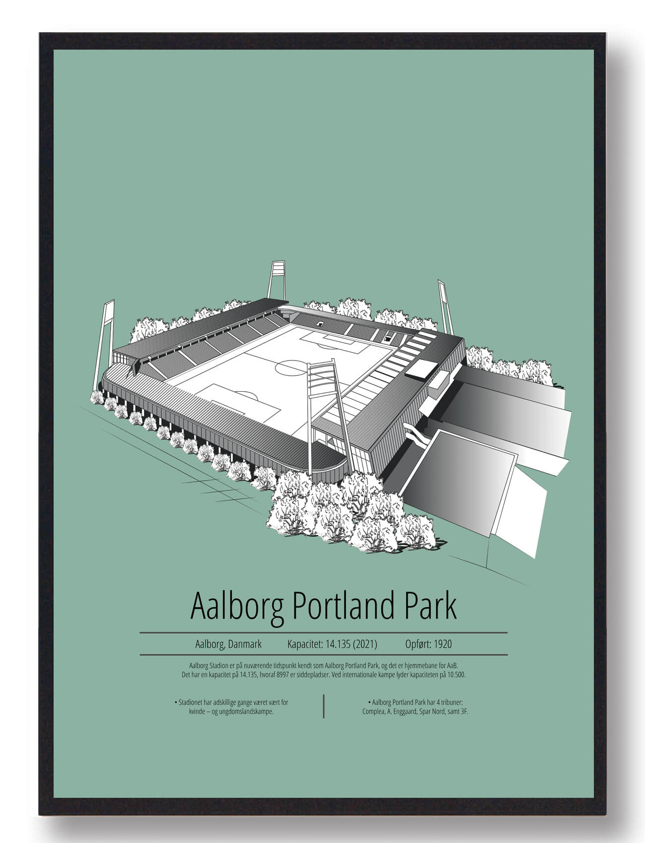 Aalborg Portland Park AaB Plakat i Mintgrøn