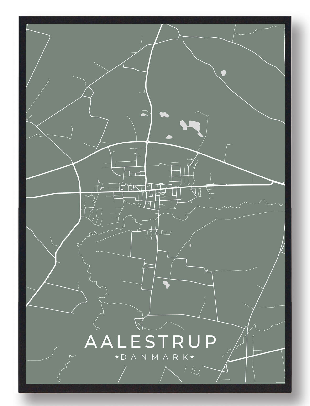 Aalestrup Byplakat - Grøn Kunstplakat til Dit Hjem