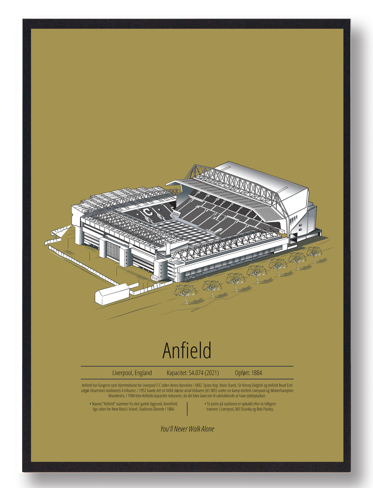 Anfield Liverpool Plakat - Guld Design til Dit Hjem