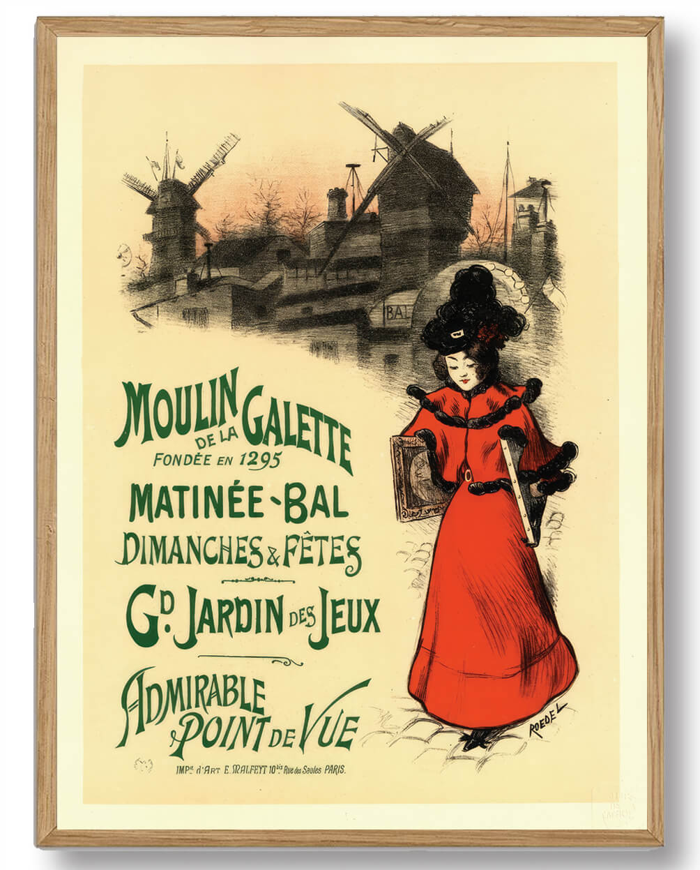 Auguste Roedel - Moulin Galette Plakat fra Paris