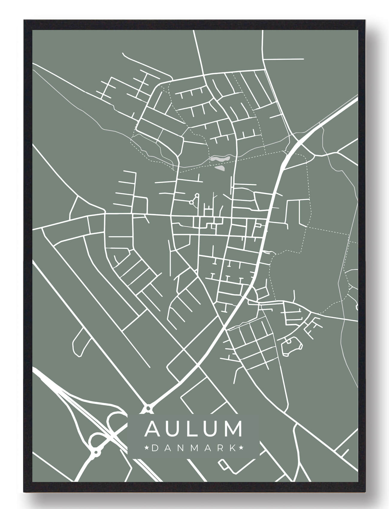 Aulum Byplakat Grøn - Smuk plakat på tilbud!