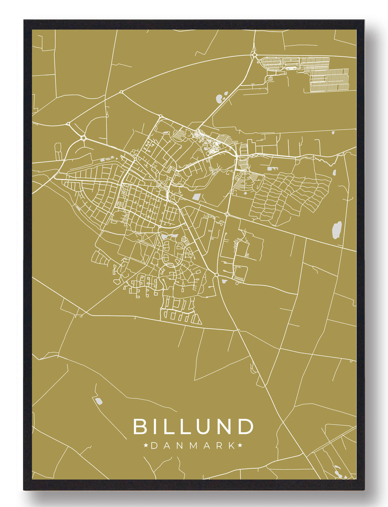 Billund Plakat - Gul fra Plakatdyr.dk - Fantastisk Tilbud!