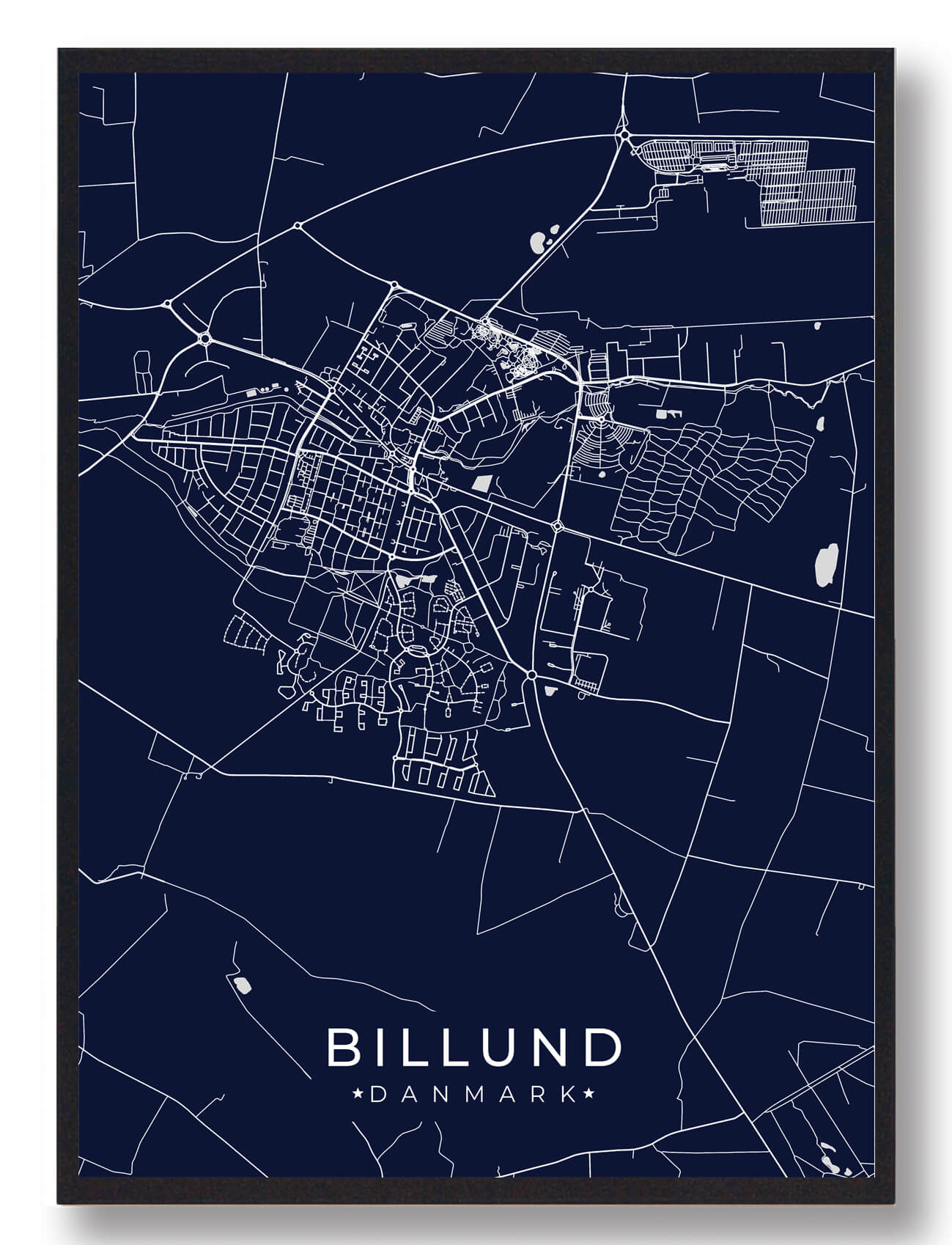 Billund Plakat - Mørkeblå Kunstværk til Dit Hjem