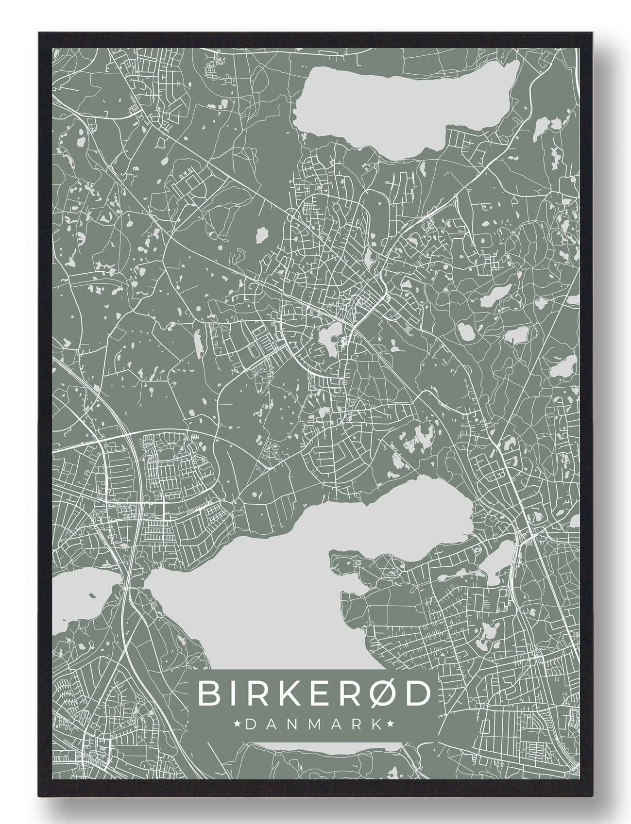 Birkerød Plakat i Grøn – Unik Kunst til Dit Hjem