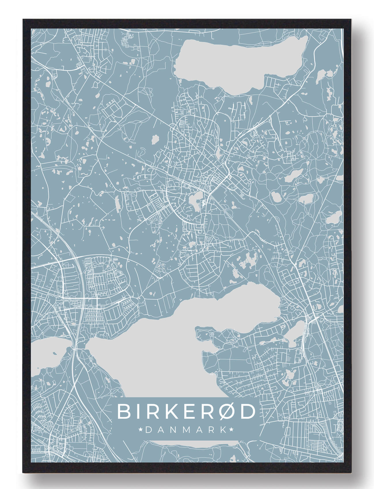 Birkerød Plakat i Lyseblå – Udsalg hos Plakatdyr.dk