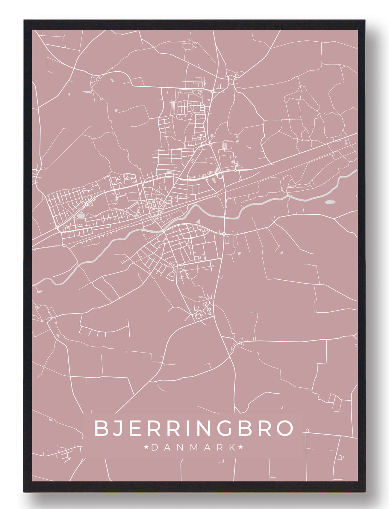 Bjerringbro Plakat i Rosa – Unik Kunst til Dit Hjem