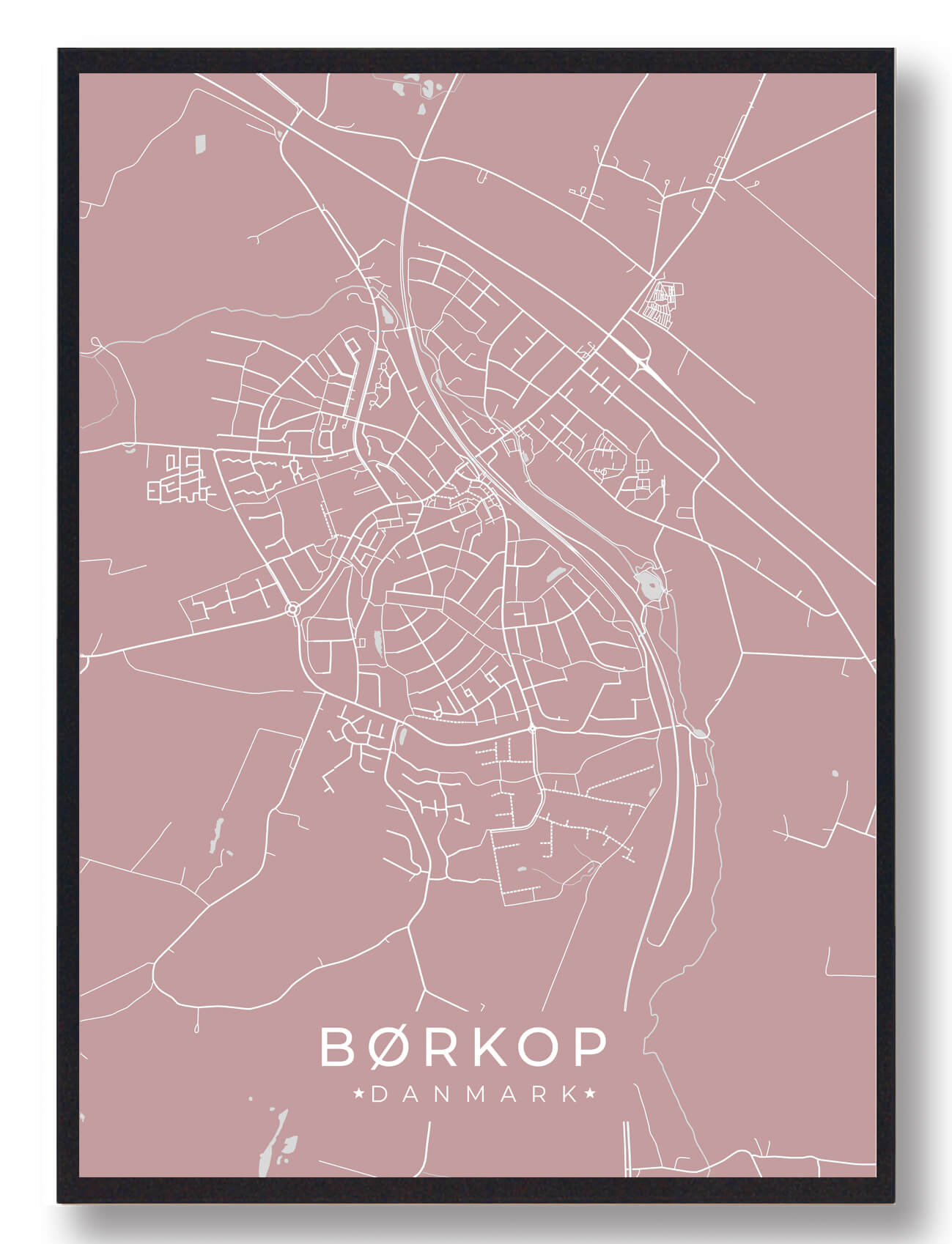 Børkop Plakat i Rosa - Unik Kunst til Dit Hjem