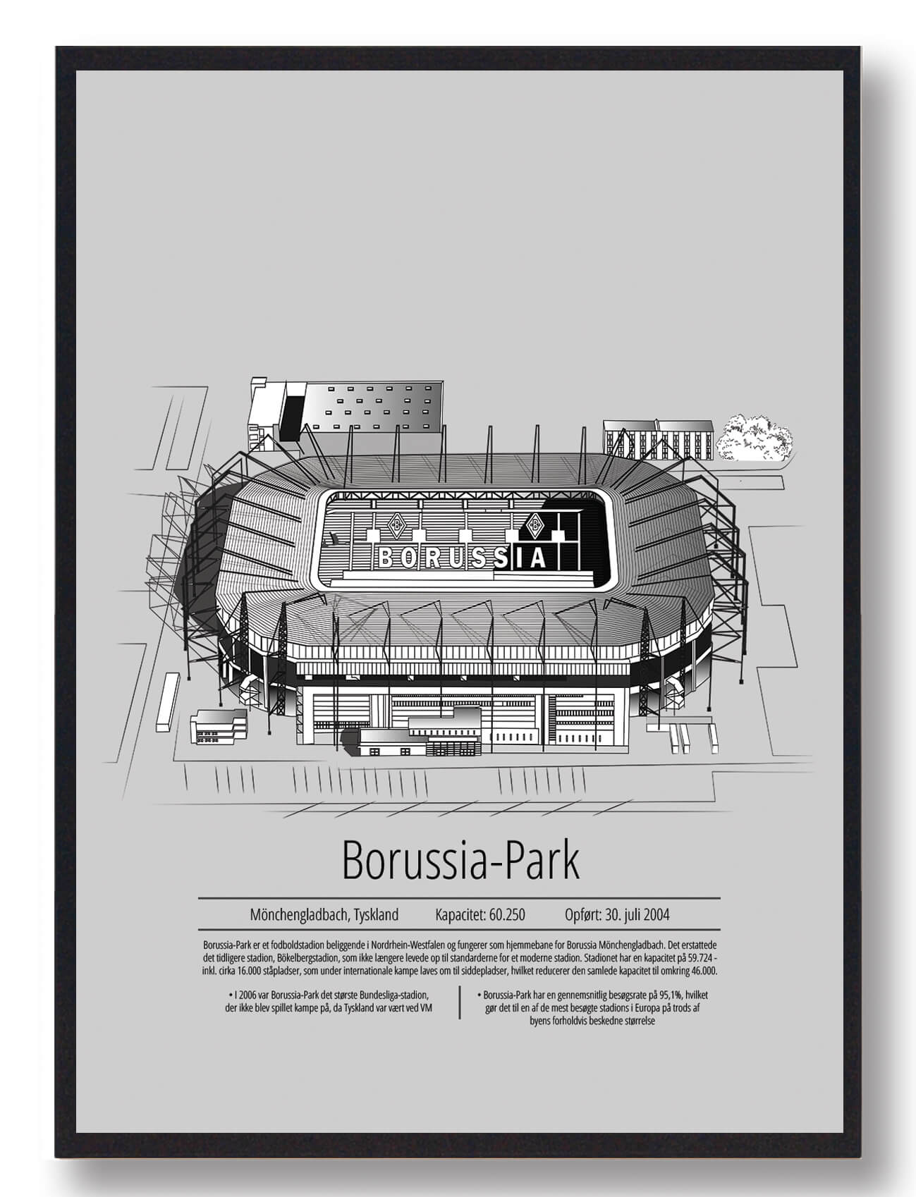 Borussia Park Plakat - Borussia Mönchengladbach Grå