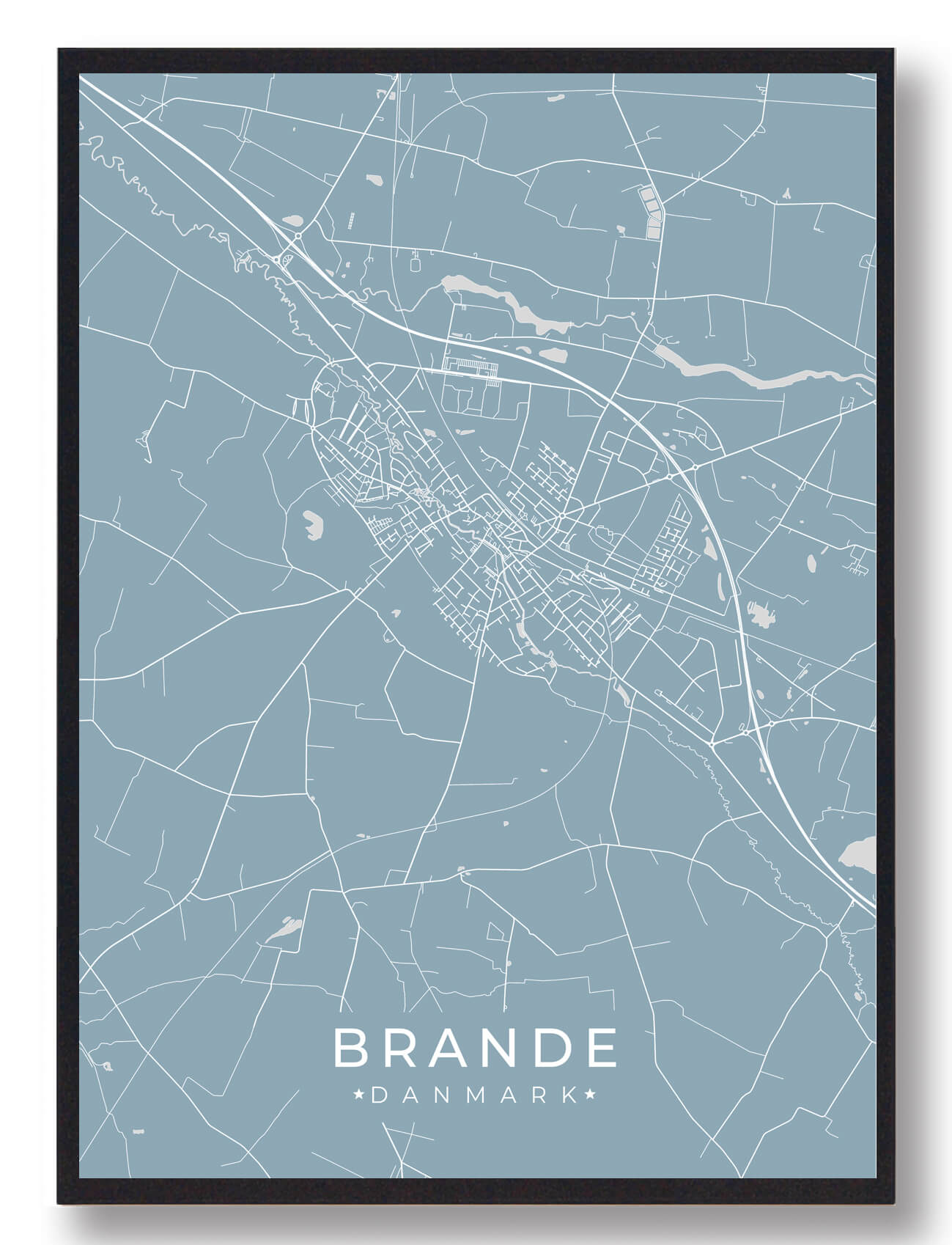 Brande Plakat - Smuk lyseblå dekoration til hjemmet