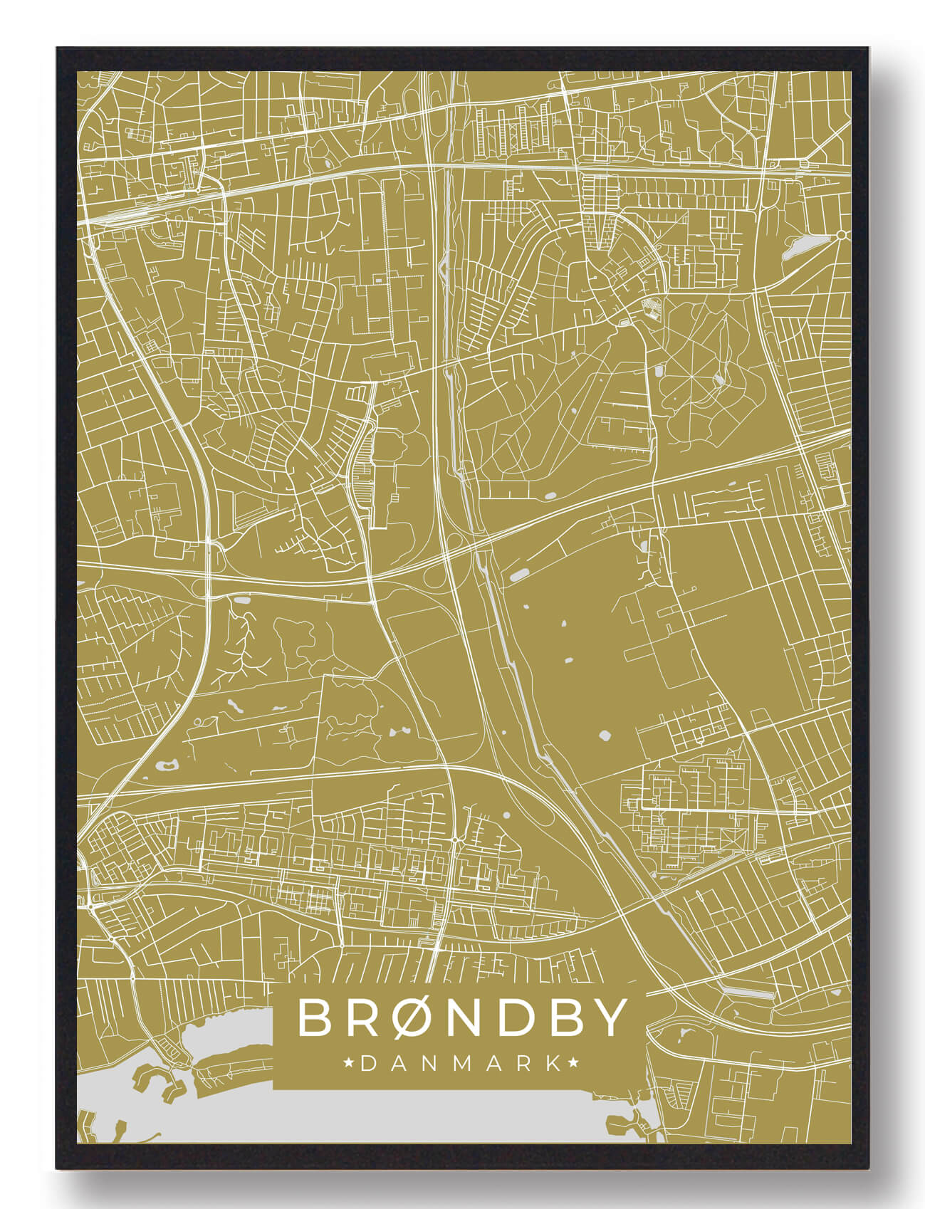 Brøndby Plakat - Gul til Fodboldfans og Byelskere