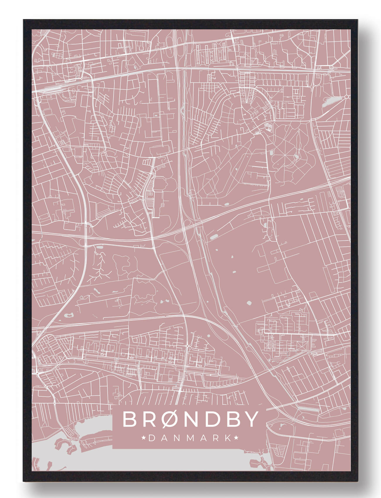 Brøndby Plakat i Rosa - Fodboldklub & Bydekor til Hjemmet