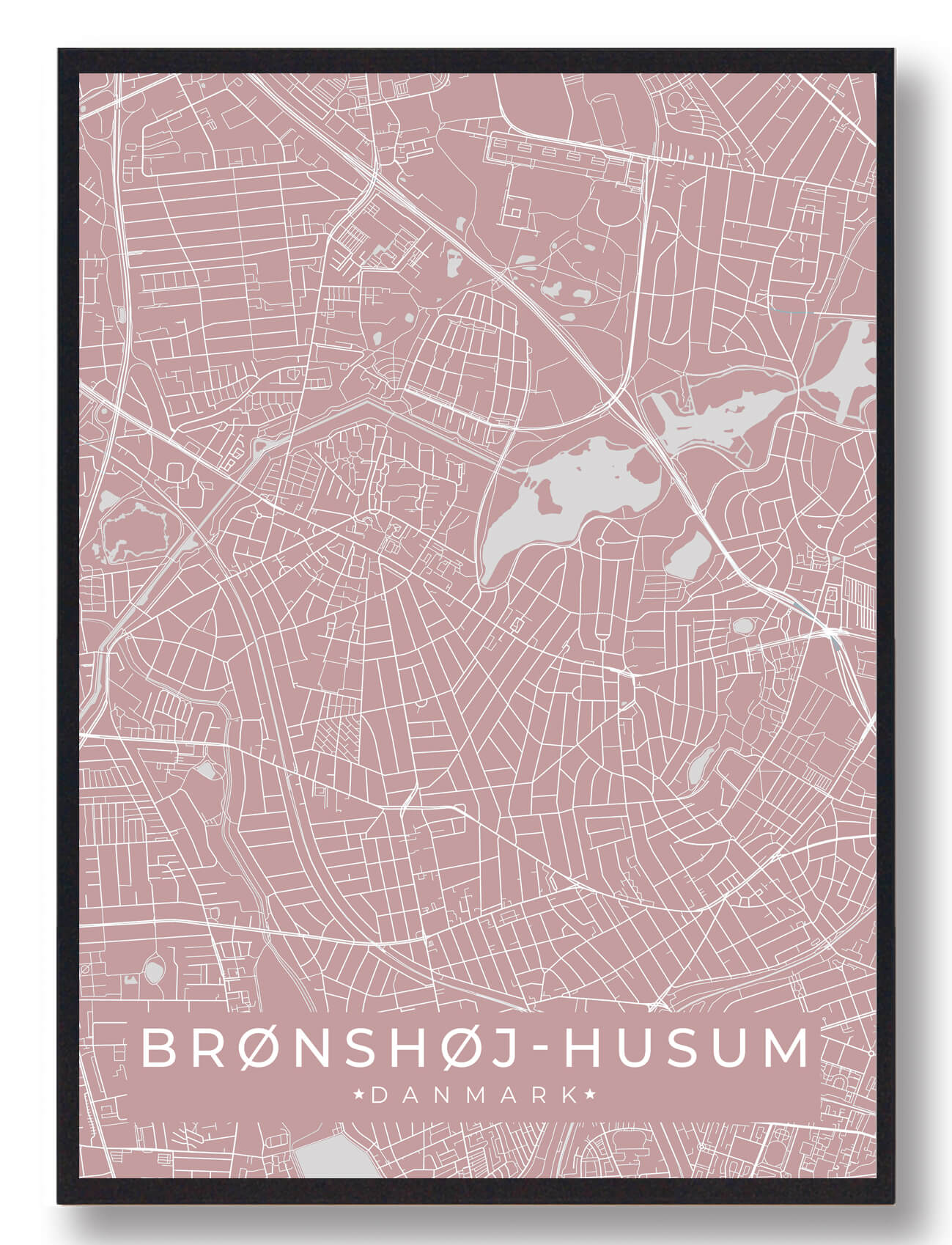 Brønshøj-Husum Byplakat i Rosa - Skab Hygge i Stuen